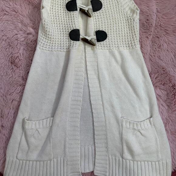 Y2k cream knit take out toggle closure cardigan - Picture 4 of 6